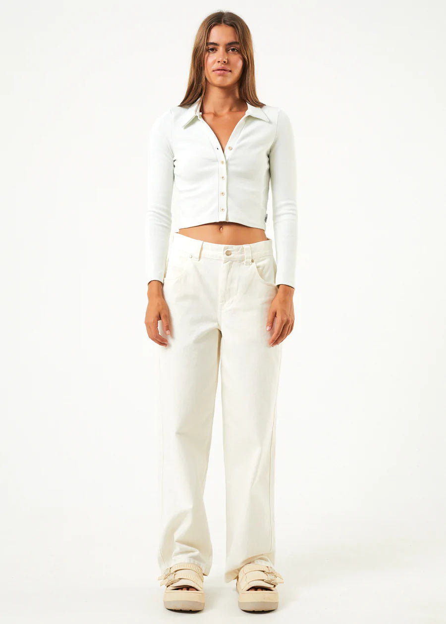 Eliza Hemp Ribbed Long Sleeve Shirt - Off White