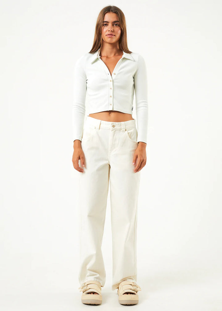 Eliza Hemp Ribbed Long Sleeve Shirt - Off White