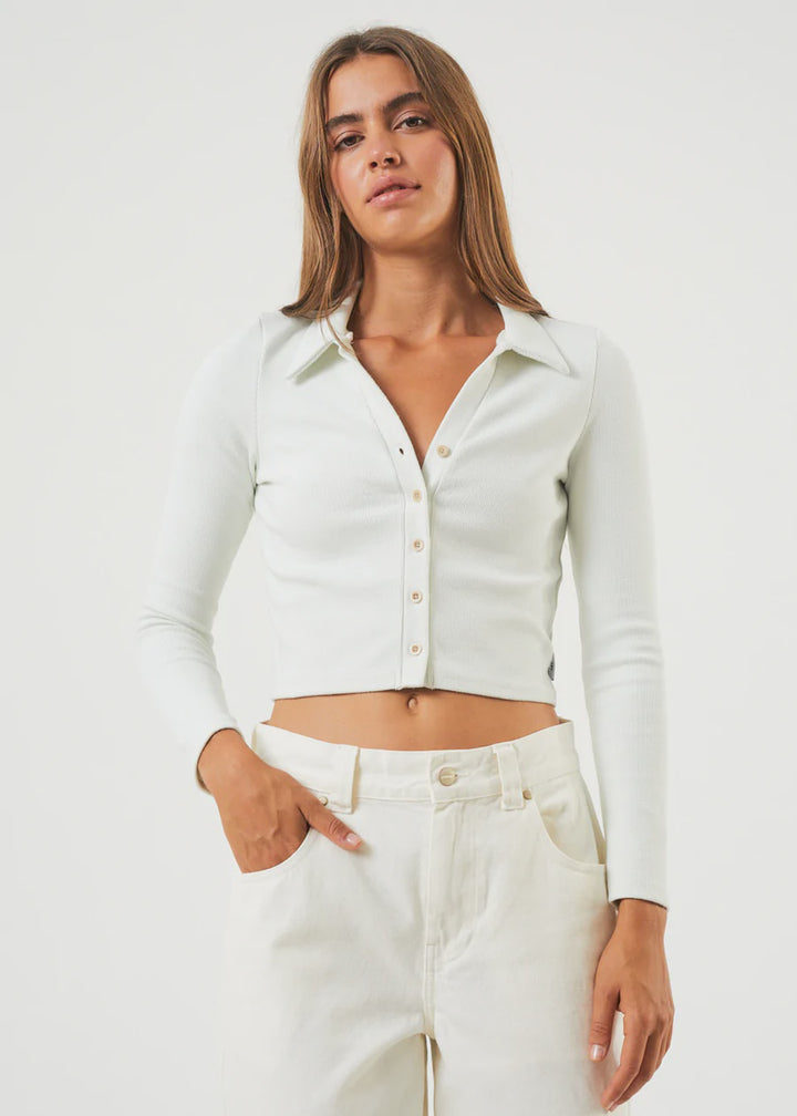 Eliza Hemp Ribbed Long Sleeve Shirt - Off White