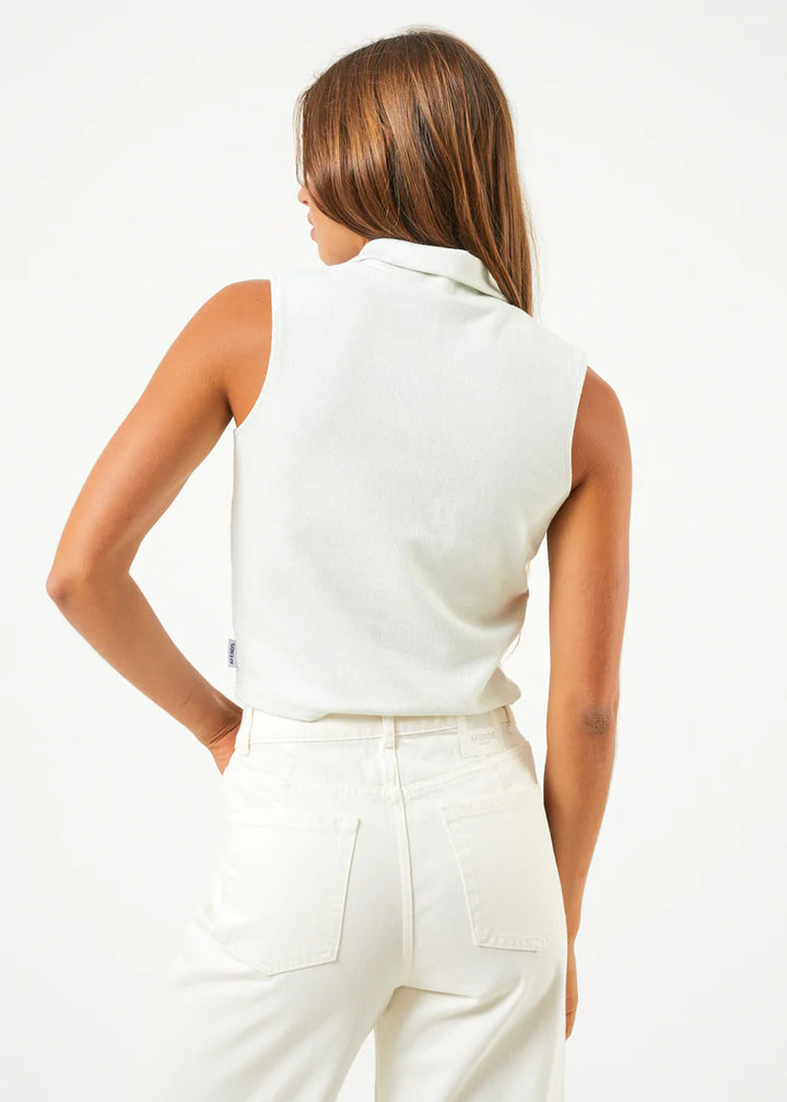 Eliza Hemp Ribbed Sleeveless Shirt - Off White