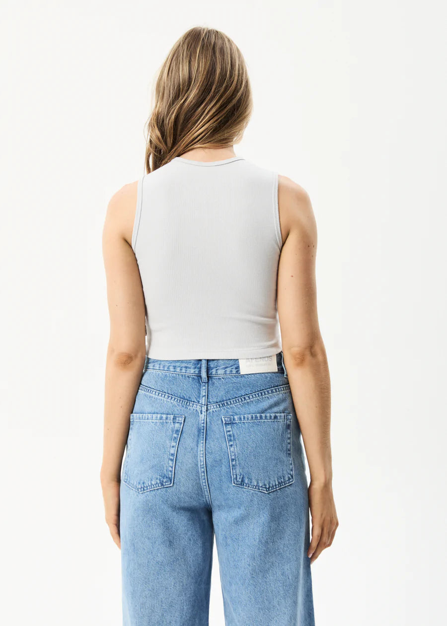 Harlow Recycled Ribbed Singlet - Smoke