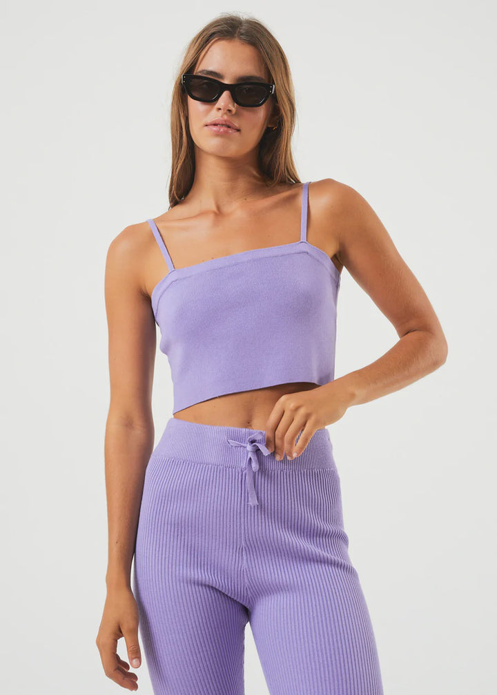 Lula Hemp Knit Cropped Top - Plum