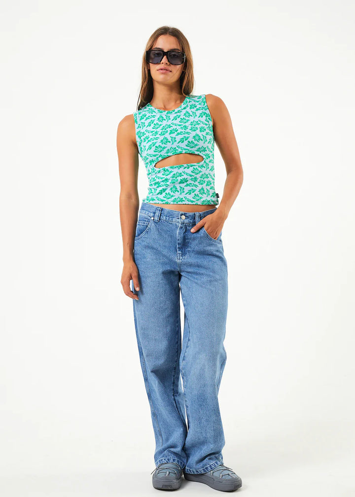 See You Recycled Cut Out Sleeveless Top - Powder Blue