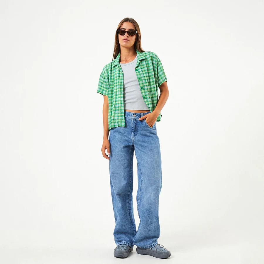 Tully Hemp Seer Sucker Check Shirt - Forest