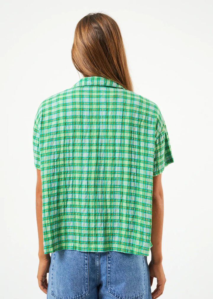 Tully Hemp Seer Sucker Check Shirt - Forest