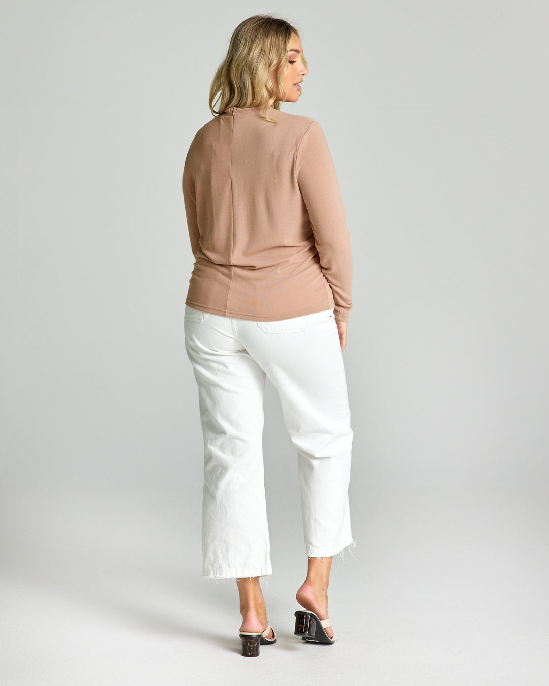 Blaise Embroidered Long Sleeve Top - Blush Nude