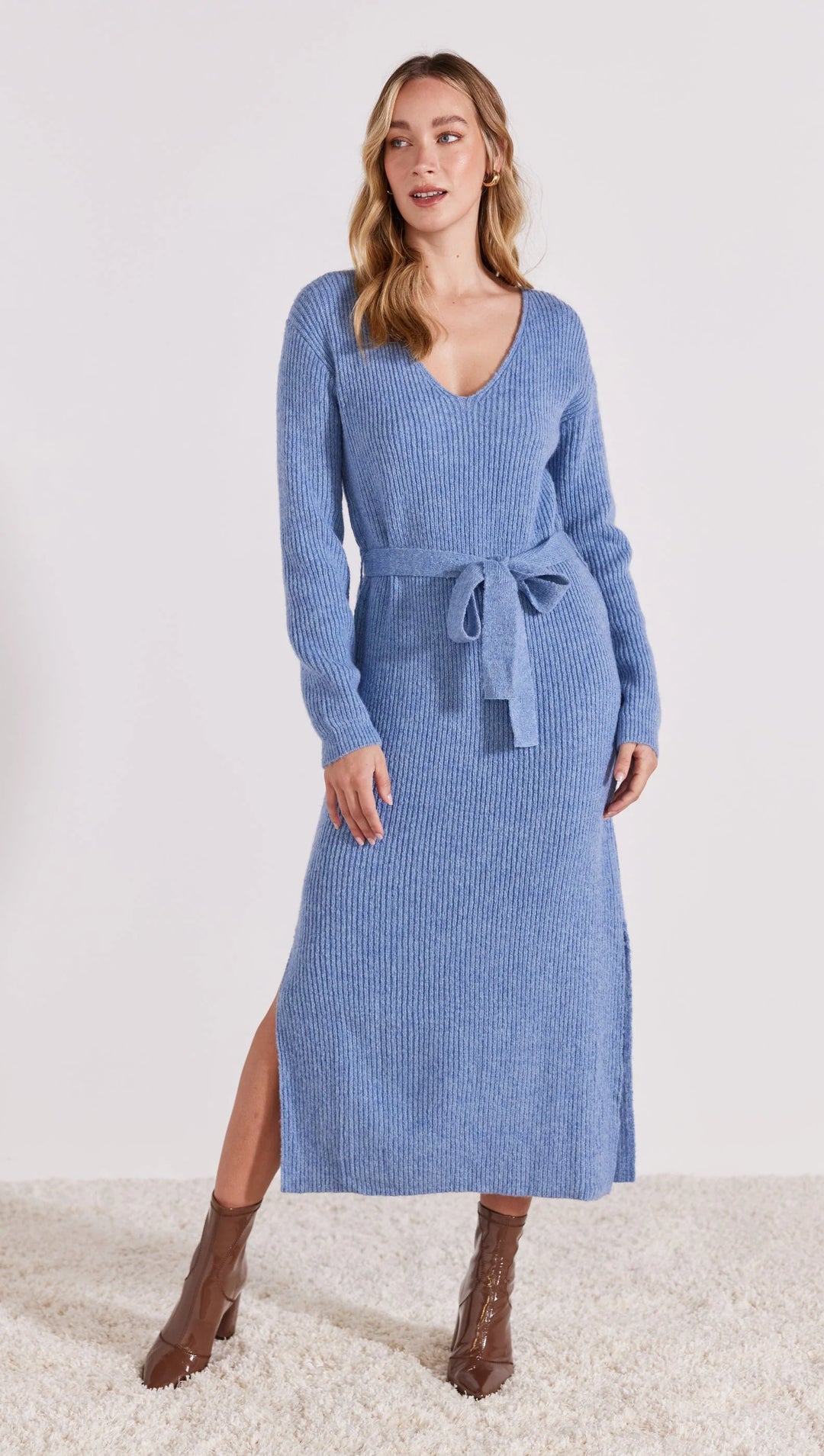 Brixton Knit Midi Dress - Blue