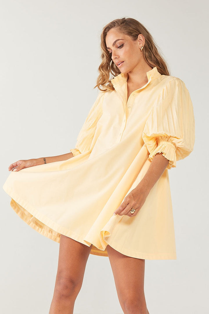 Focus Pleat Smock Dress - Butter