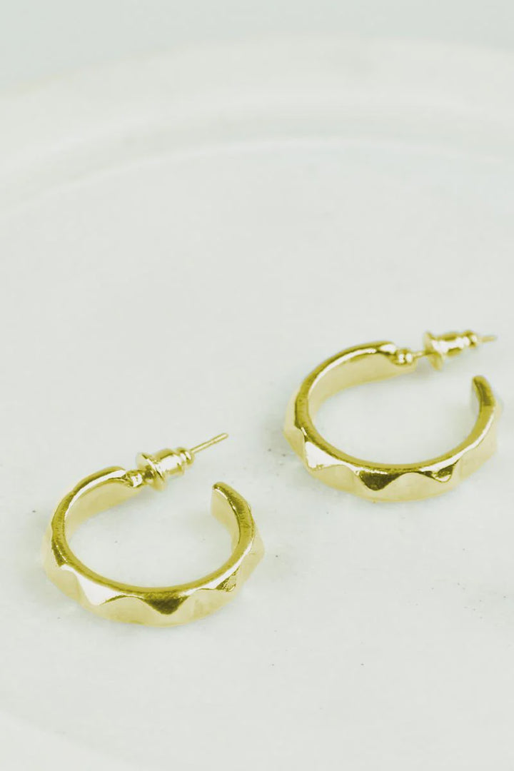 Brooklyn Textured Hoop Earring - Gold