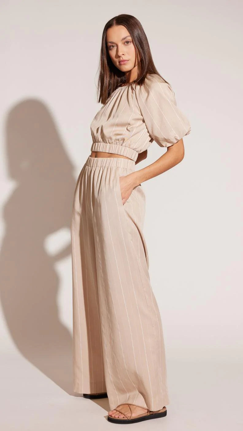 Cova Wide Leg Pants - White/Beige