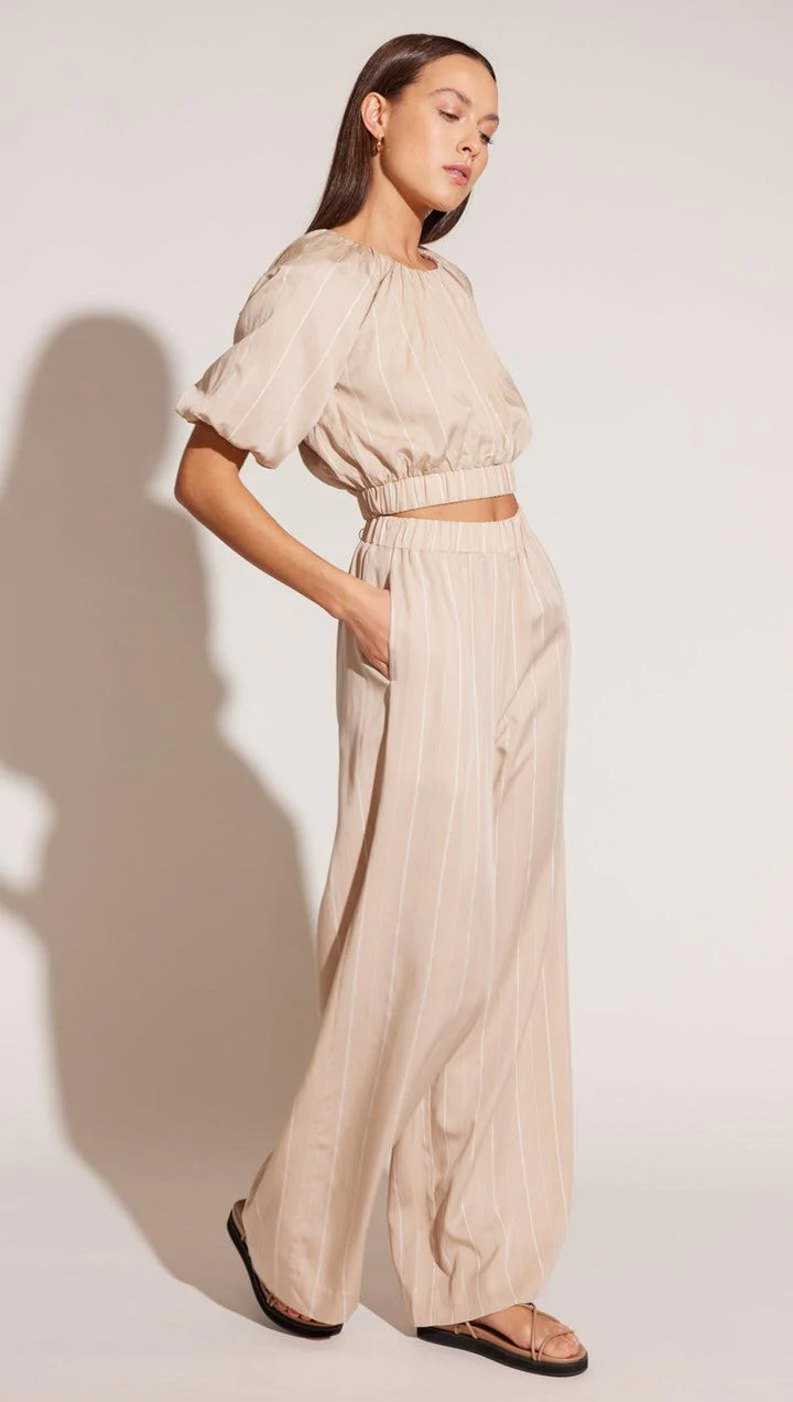 Cova Wide Leg Pants - White/Beige