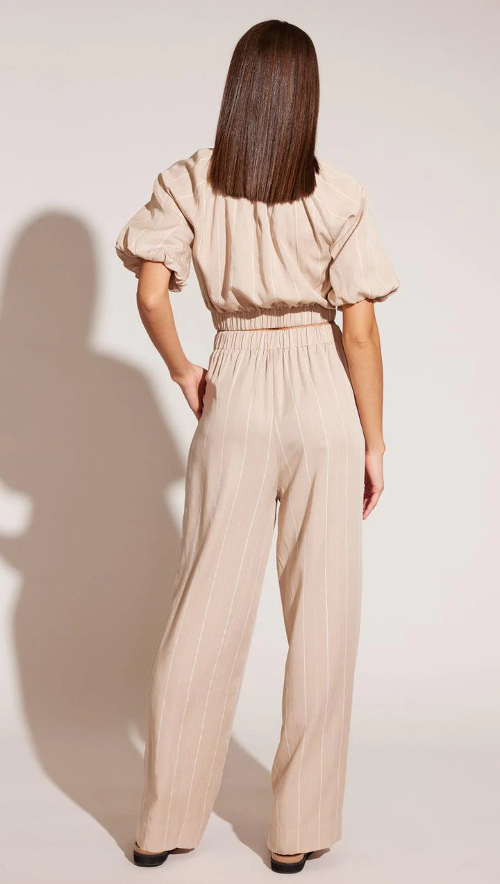 Cova Wide Leg Pants - White/Beige