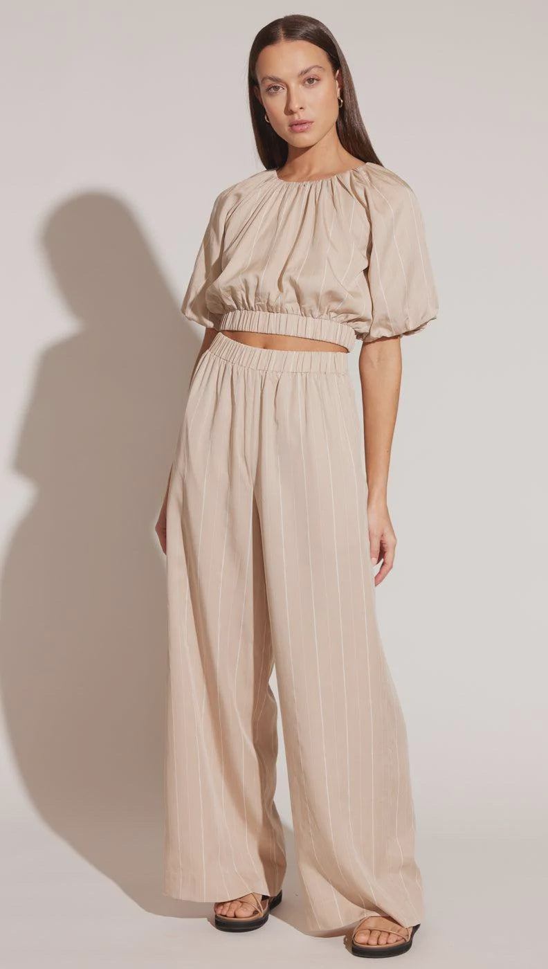 Cova Wide Leg Pants - White/Beige