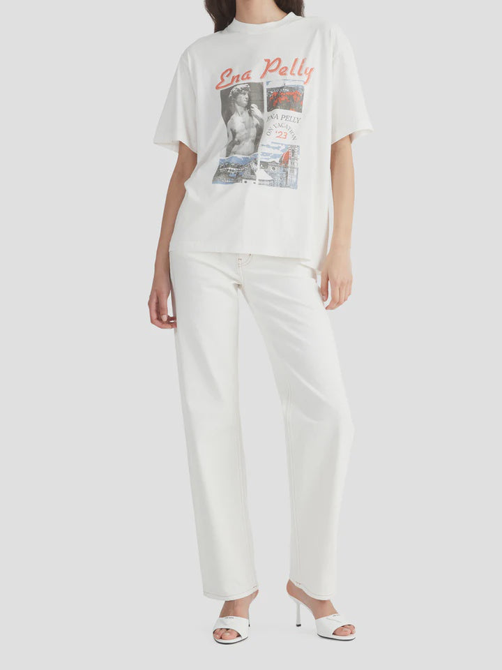 Ena Pelly On Vacation Relaxed Tee- Vintage White