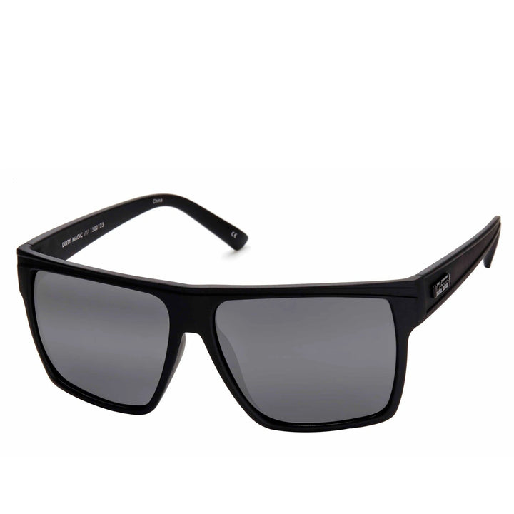 Le Specs Dirty Magic - Black Rubber Flash Mirror Polarized Sunglasses