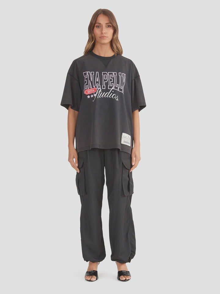 Ena Pelly EP Mix Oversized Tee - Washed Black
