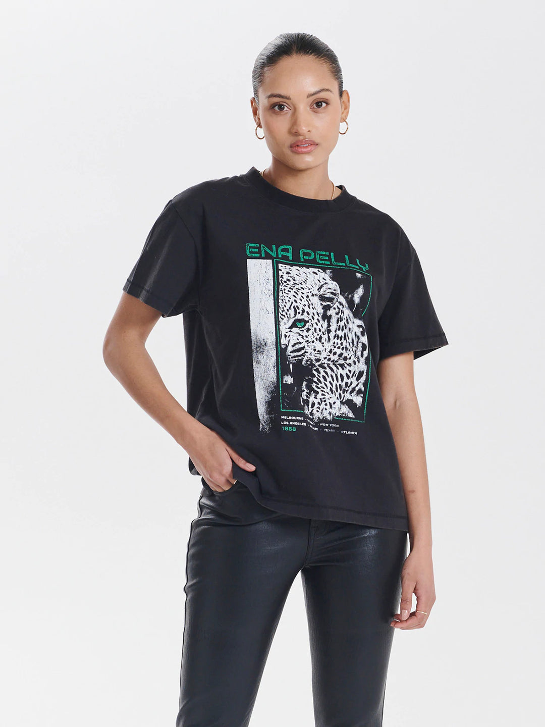 Cheetah Tee- Washed Blacked