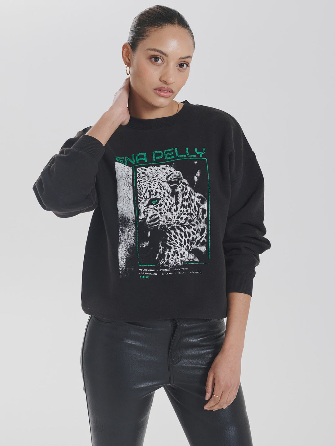 Cheetah Sweater- Washed Black