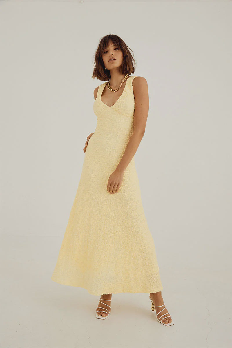 Frequency Midi Dress- Lemon Meringue