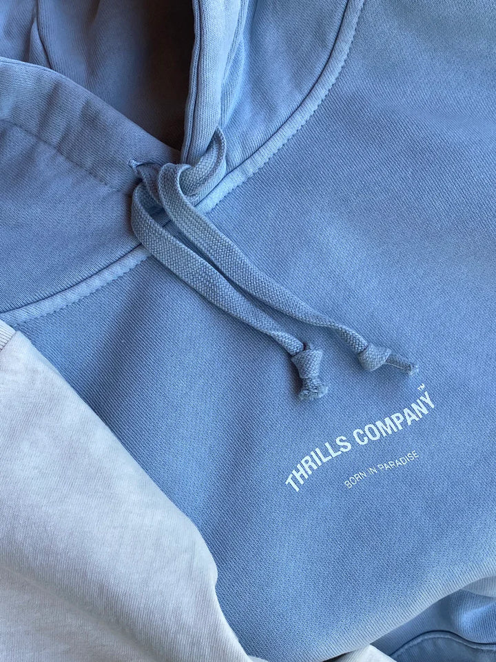 Stamp Wave Fleece Hood - Smoke Blue