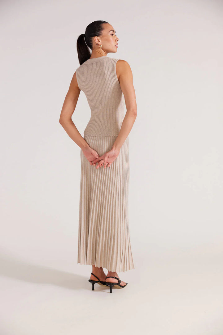 Josie Collared Knit Tank - Beige