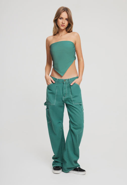 Pammy Denim Top - Forest Green