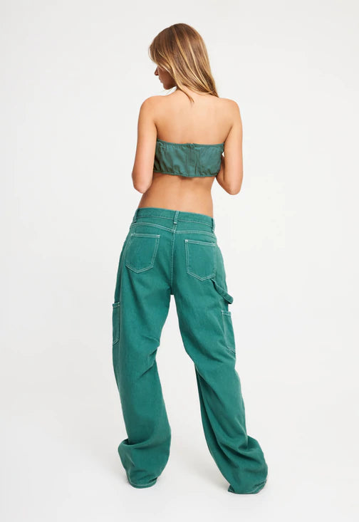 Pammy Denim Top - Forest Green