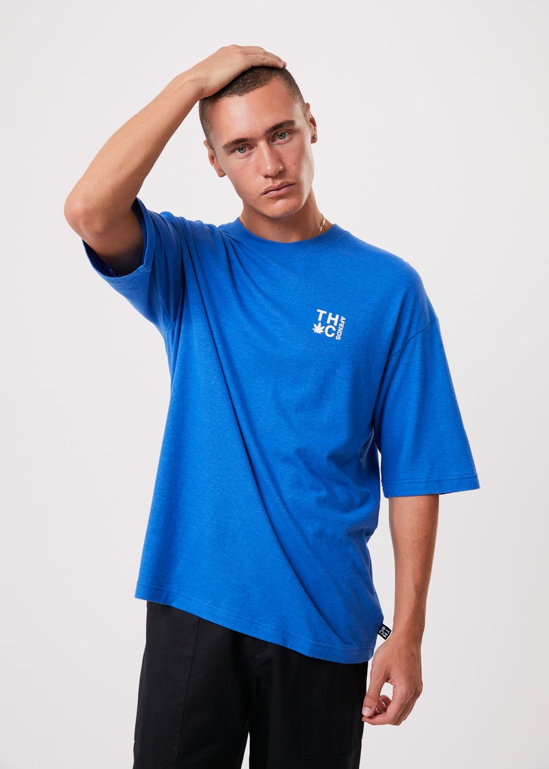 Rolled Up Hemp Oversized T-Shirt- Electric Blue