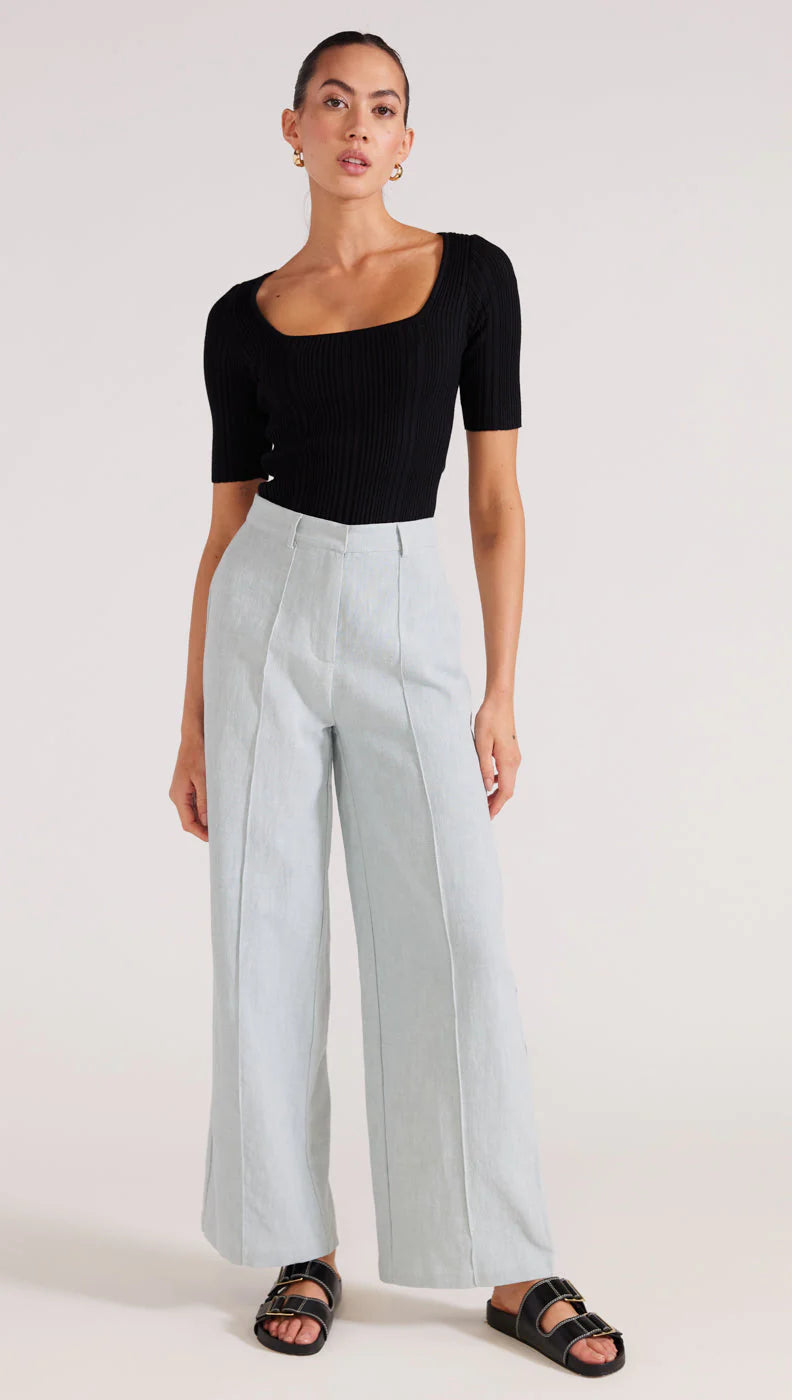 Nadia Rib Knit Tee - Black