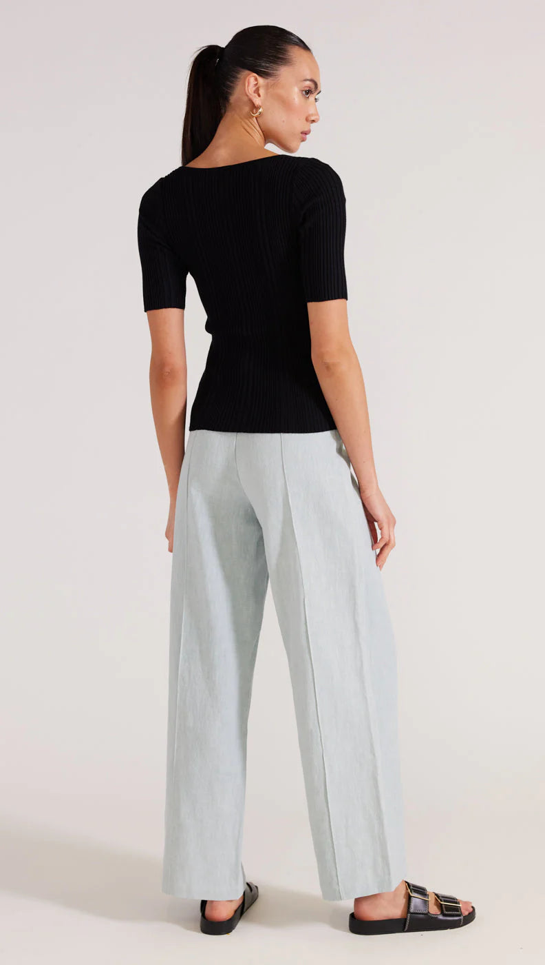 Nadia Rib Knit Tee - Black