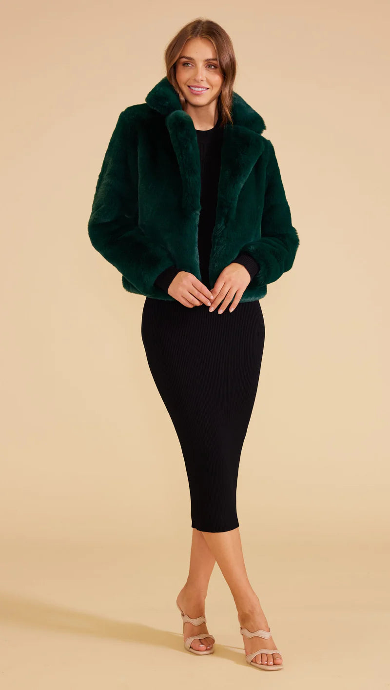 Naomi Fur Jacket - Dark Green