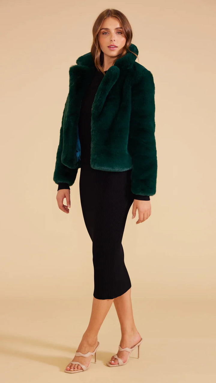 Naomi Fur Jacket - Dark Green