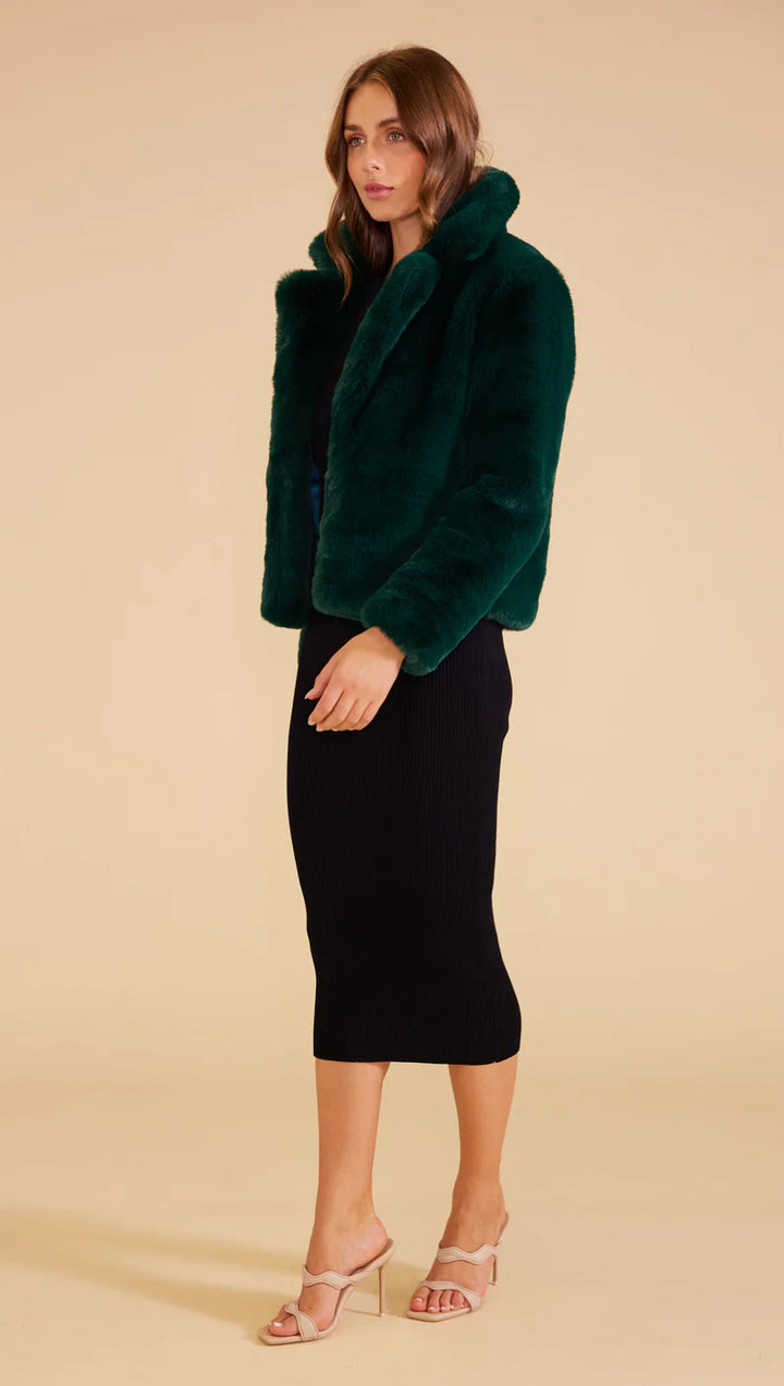 Naomi Fur Jacket - Dark Green