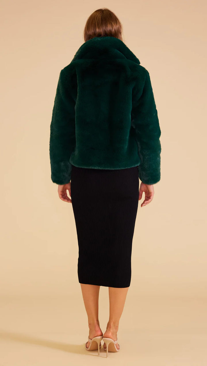 Naomi Fur Jacket - Dark Green