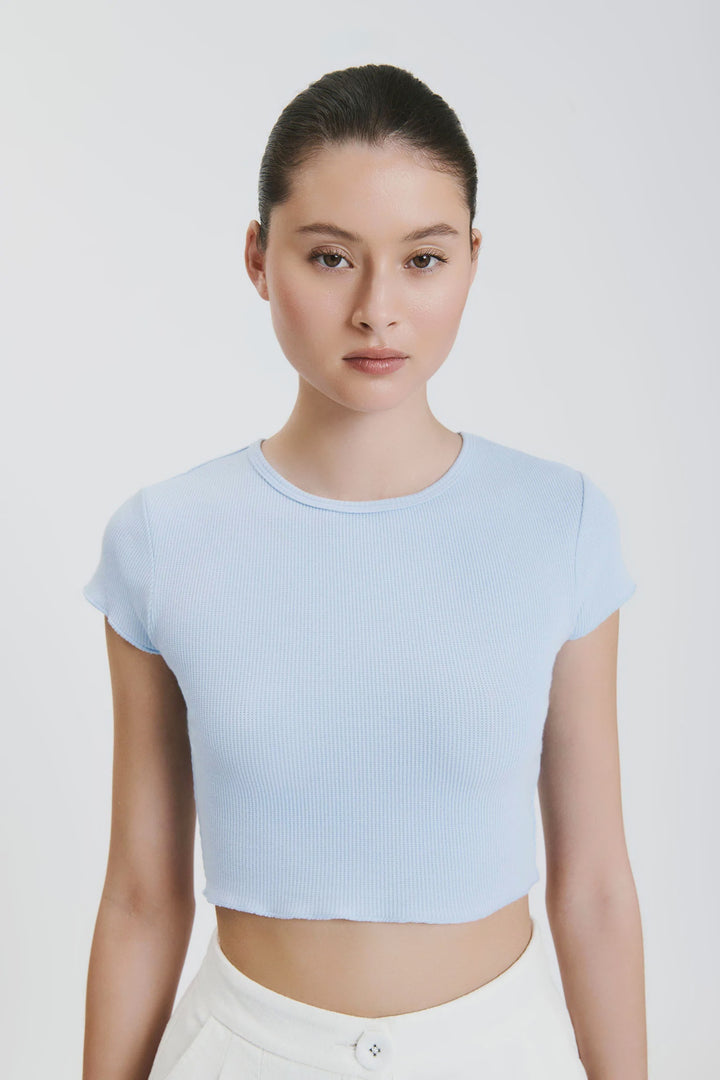 Cameron Waffle Tee- Sky