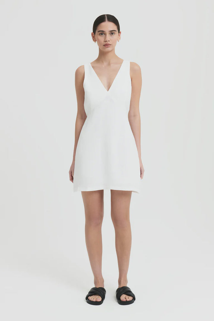 Sima Linen Mini Dress - White