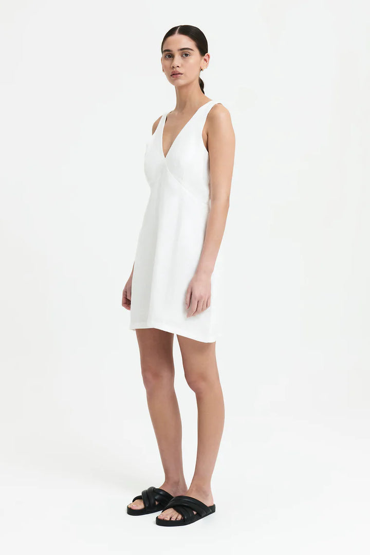 Sima Linen Mini Dress - White