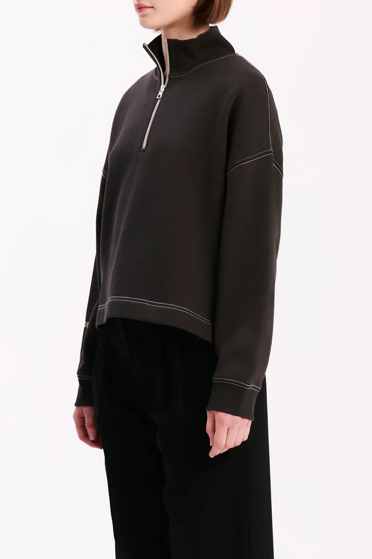 Nude Zip Front Sweat - Coal
