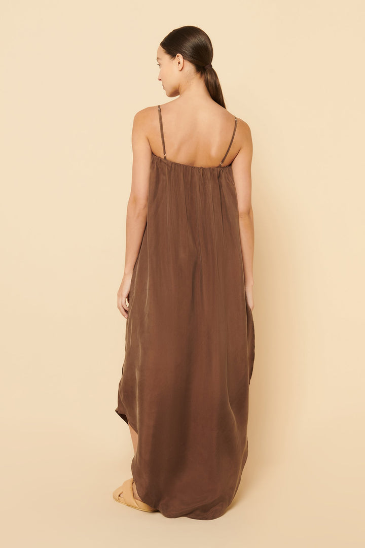 Tia Cupro Maxi Dress - Chocolate