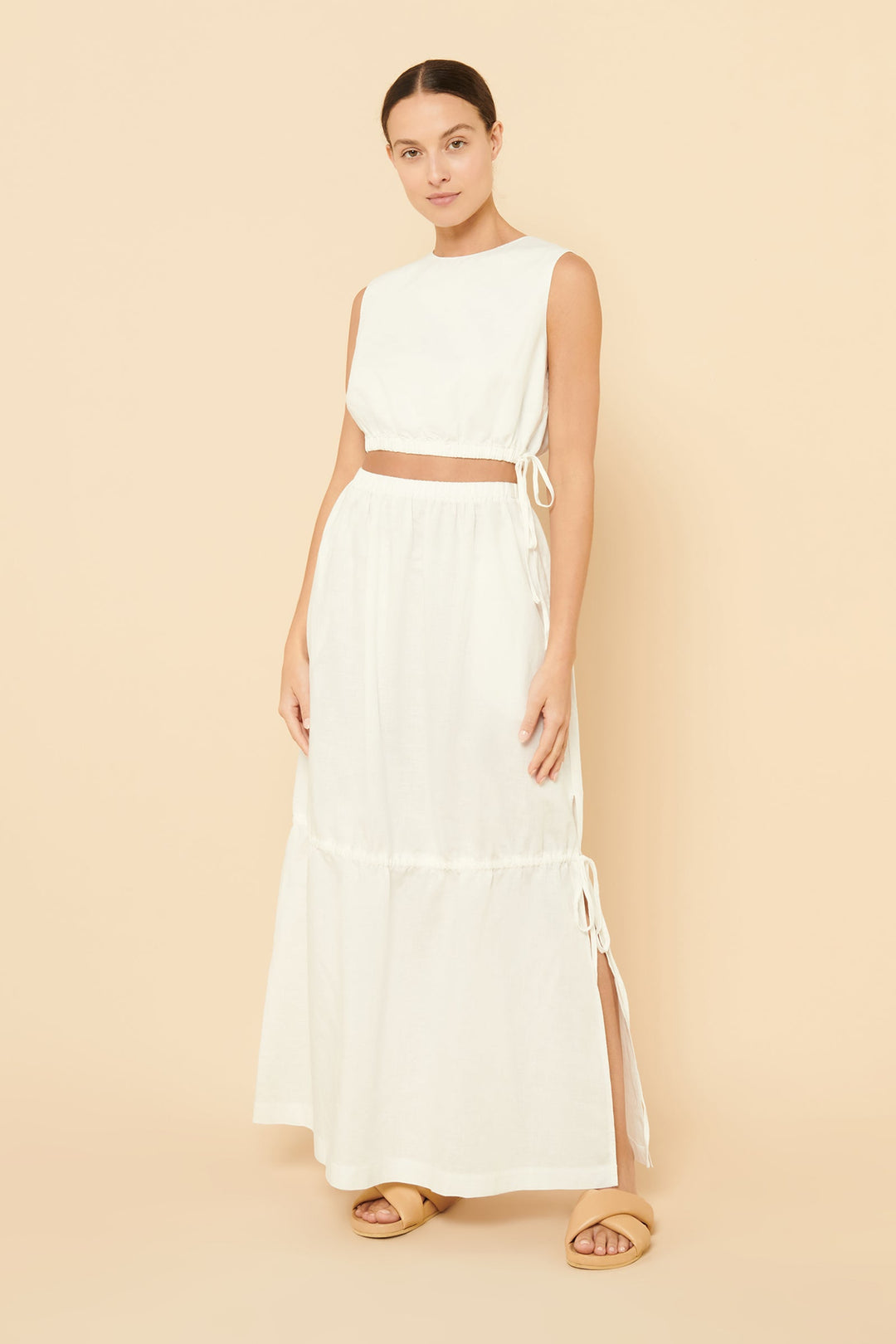 Brea Linen Maxi Skirt - White