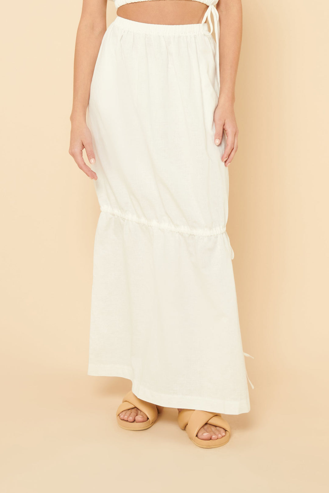 Brea Linen Maxi Skirt - White