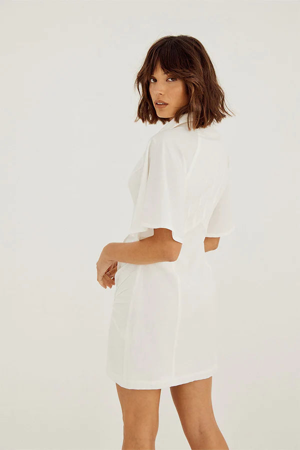 Outline Shirt Dress- White