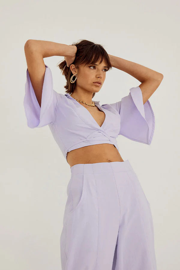 Outline Wrap Shirt- Pale Peri