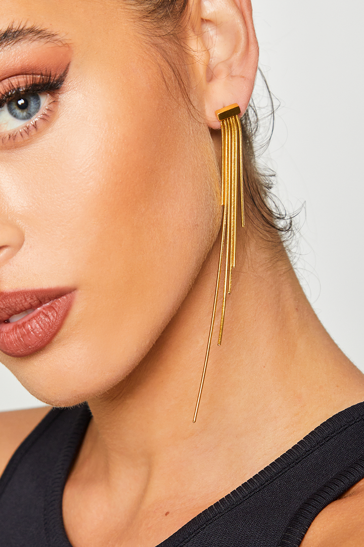 London Stainless Steel Hanging Earrings - Gold