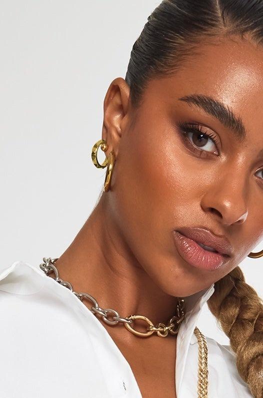 Brooklyn Textured Hoop Earring - Gold