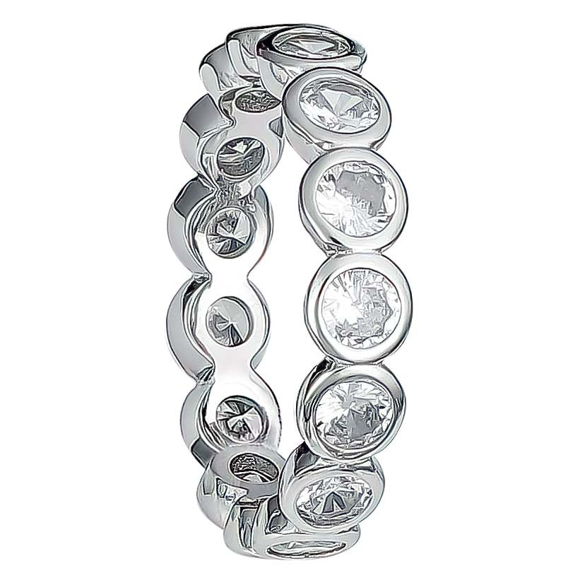 (R448) Rhodium Plated Sterling Silver CZ Ring