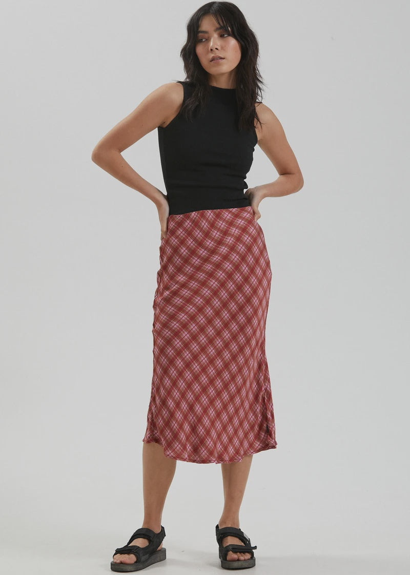 Janey Recycled Midi Skirt - Red