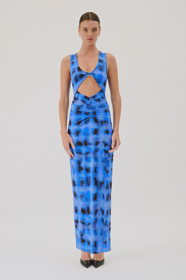 Suboo Shibori Sleeveless Reversible Twist Front Maxi Dress - Print