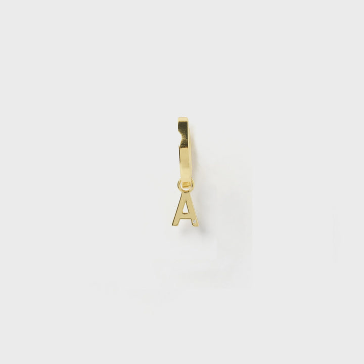 Initial Gold Charm Earring- A