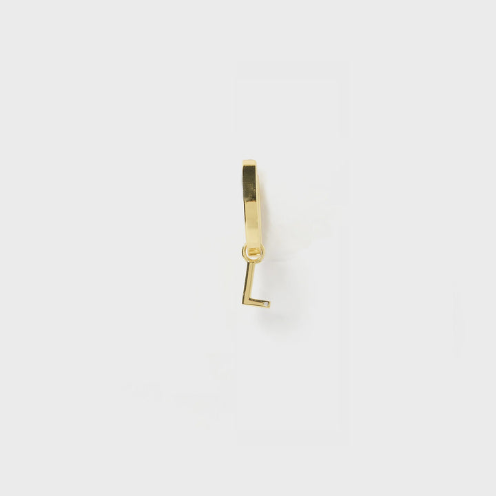 Initial Gold Charm Earring- L